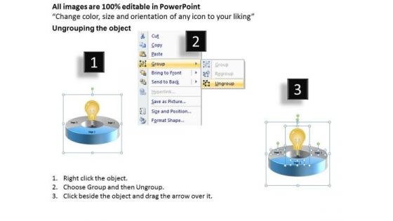 3 Stages Pie Chart Innovation Process Business Plan Template PowerPoint Templates