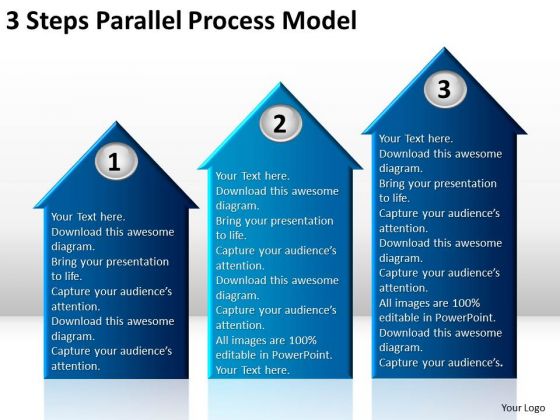 3 Steps Parallel Process Model Writting Business Plan PowerPoint Slides