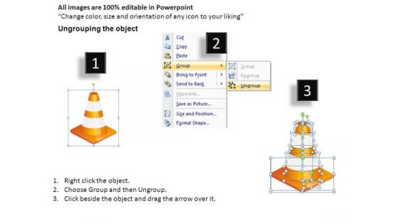3 Traffic Cones Stacked PowerPoint Slides And Ppt Diagram Templates