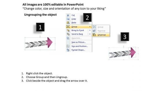 3d Angled Arrow Describing 5 Stages Business Plan Production PowerPoint Slides