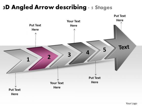 3d Angled Arrow Describing 5 Stages Flowchart Maker PowerPoint Templates