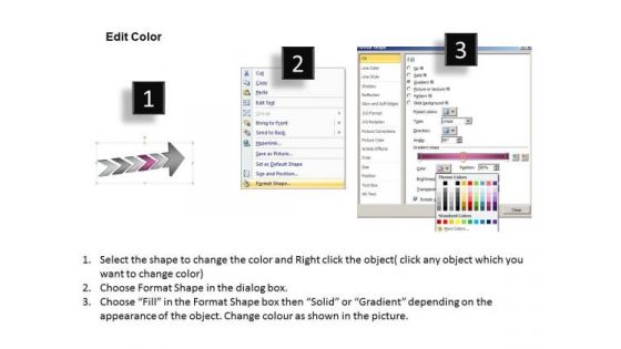 3d Angled Arrow Describing 5 Stages System Flow Charts PowerPoint Templates