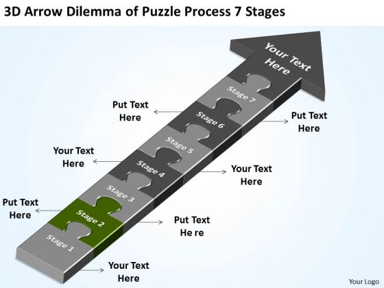 3d Arrow Dilemma Of Puzzle Process 7 Stages Free Business Plan Online PowerPoint Slides