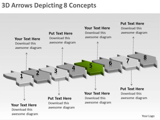 3d Arrows Depicting 8 Concepts Electrical Circuit Simulator PowerPoint Slides