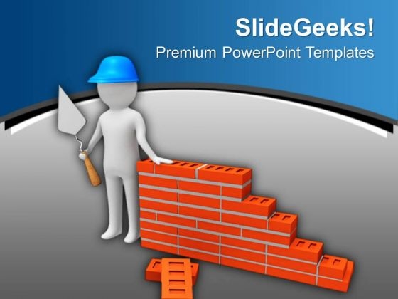3d Builder With Brick Wall PowerPoint Templates Ppt Backgrounds For Slides 0713