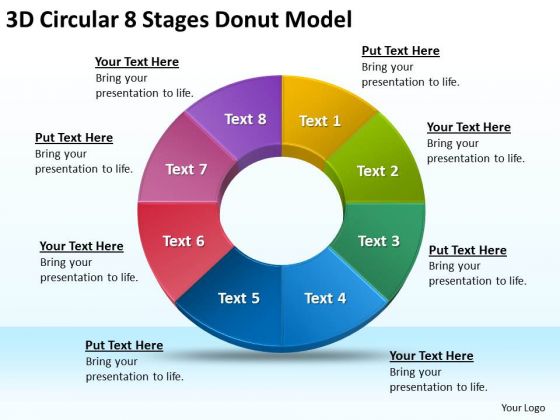 3d Circular 8 Stages Donut Model Business Plan PowerPoint Templates