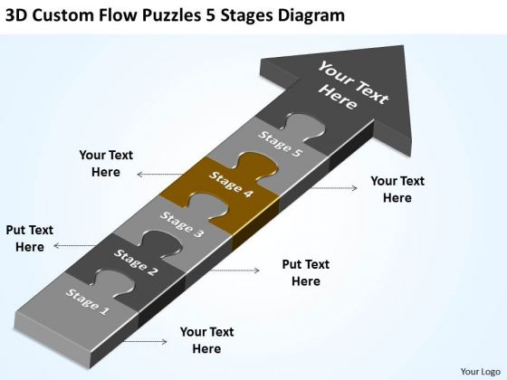 3d Custom Flow Puzzles 5 Stages Diagram Startup Business Plan Template PowerPoint Slides