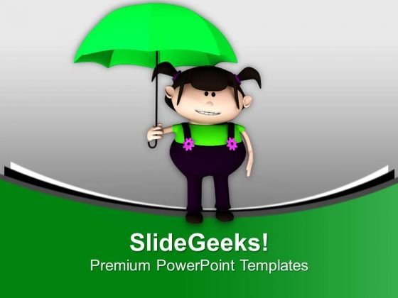 3d Cute Girl With Umbrella PowerPoint Templates Ppt Backgrounds For Slides 0613