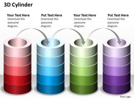 3d Cylinder Shapes PowerPoint Presentation Template