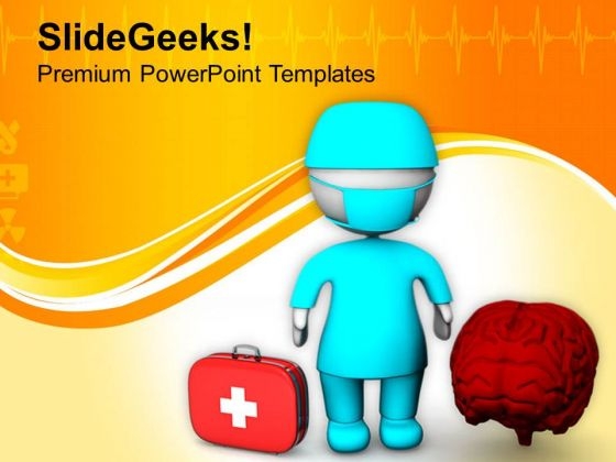 3d Doctor And Brain Medical Theme PowerPoint Templates Ppt Backgrounds For Slides 0713