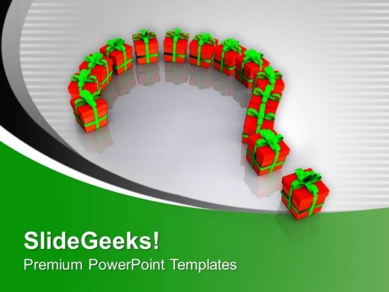 3d Gift With Answer Mark Christmas PowerPoint Templates Ppt Backgrounds For Slides 0413