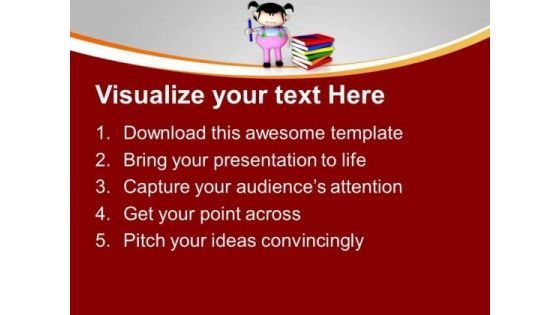 3d Girl Graphic With Books Education Theme PowerPoint Templates Ppt Backgrounds For Slides 0413