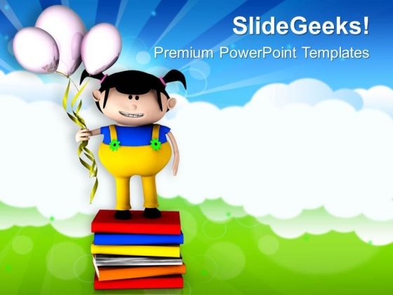 3d Girl With Balloons Celebration Theme PowerPoint Templates Ppt Backgrounds For Slides 0413