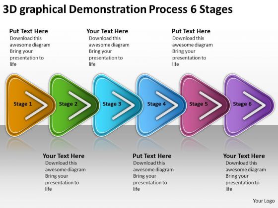 3d Graphical Demonstration Process 6 Stages Free Schematic PowerPoint Slides