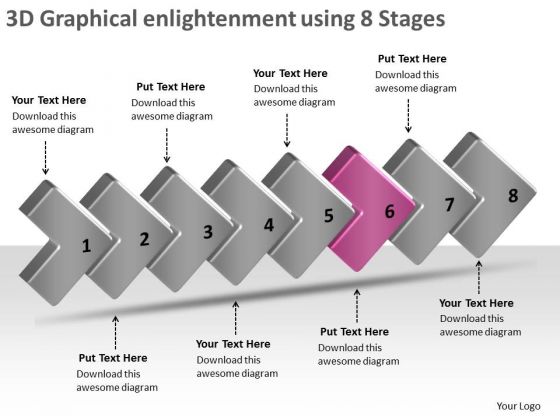 3d Graphical Enlightenment Using 8 Stages Production Plan Of Company PowerPoint Slides