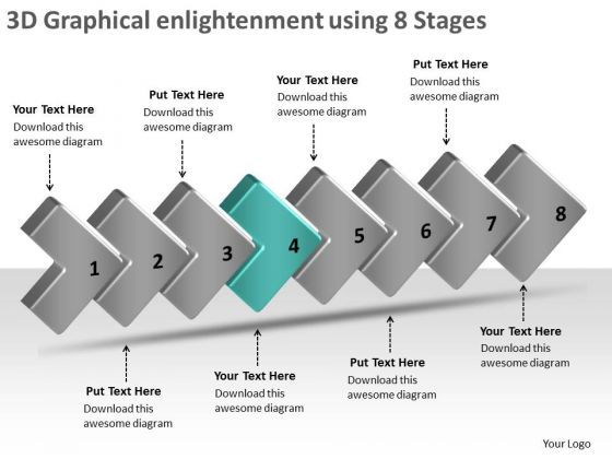 3d Graphical Enlightenment Using 8 Stages Schematic Design PowerPoint Templates