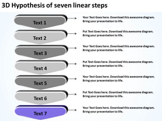 3d Hypothesis Of Seven Linear Steps Business Plan Checklist PowerPoint Templates