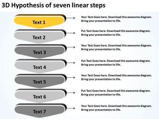 3d Hypothesis Of Seven Linear Steps Startup Business Plan Example PowerPoint Slides