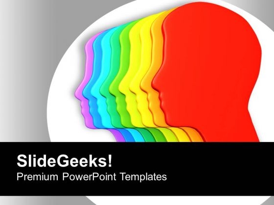 3d Illustration Of Colorful Human Heads PowerPoint Templates Ppt Backgrounds For Slides 0213
