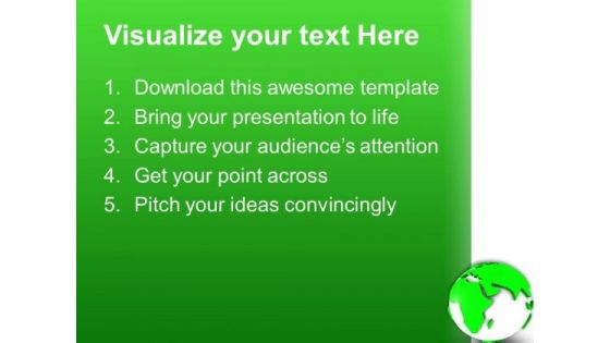 3d Image Of Green Earth PowerPoint Templates Ppt Backgrounds For Slides 0813