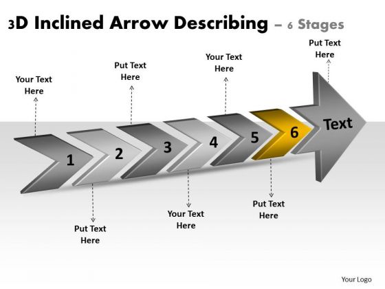 3d Inclined Arrow Describing 6 Stages Ppt Workflow Management Slides PowerPoint Templates