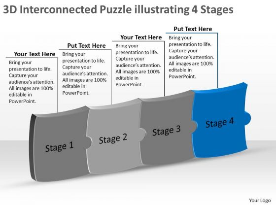 3d Interconnected Puzzle Illustrating 4 Stages Ppt Schematic Design PowerPoint Templates