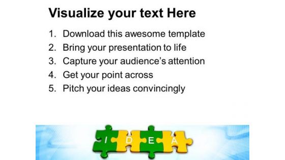 3d Jigsaw Puzzle Pieces With Idea Business PowerPoint Templates And PowerPoint Themes 0912