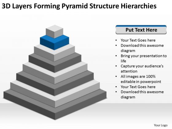 3d Layers Forming Pyramid Structure Hierarchies Business Plan Templet PowerPoint Templates