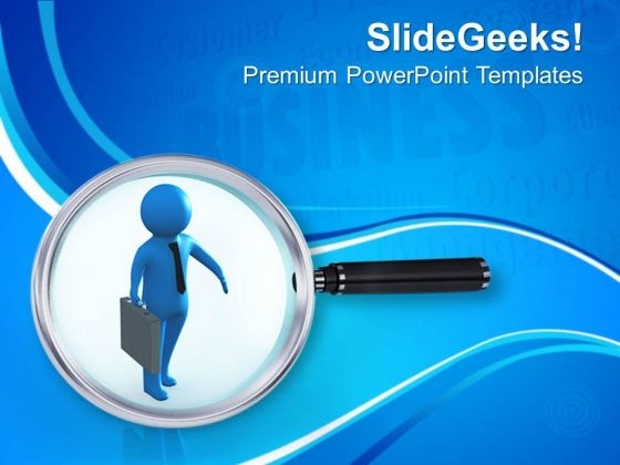 3d Man A Magnifying Glass PowerPoint Templates Ppt Backgrounds For Slides 0713