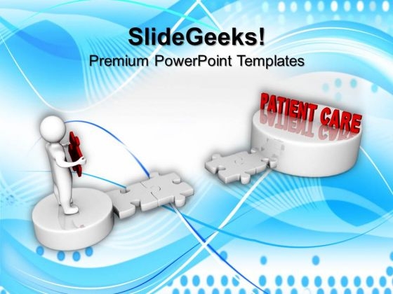 3d Man And Puzzle With Word Patient Care Medical PowerPoint Templates And PowerPoint Themes 1012