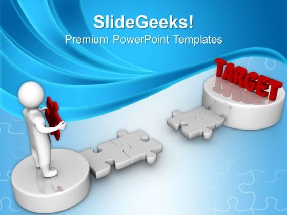 3d Man And Puzzle With Word Target Business PowerPoint Templates And PowerPoint Themes 1012