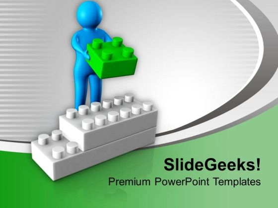 3d Man Arranges Lego Blocks Business PowerPoint Templates Ppt Backgrounds For Slides 0213