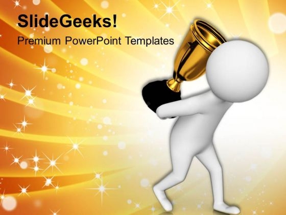 3d Man Carrying Troffy PowerPoint Templates Ppt Backgrounds For Slides 0813
