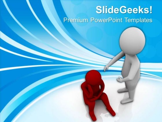 3d Man Consoling His Sad Friend PowerPoint Templates Ppt Backgrounds For Slides 0713