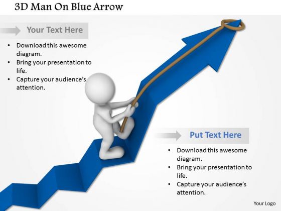 3d Man On Blue Arrow PowerPoint Templates