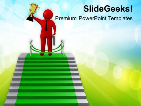 3d Man On Stairs Of Success PowerPoint Templates Ppt Backgrounds For Slides 0813