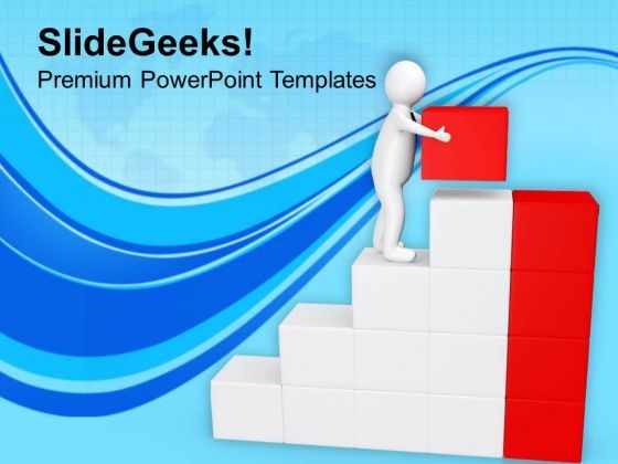 3d Man On Success Cubes PowerPoint Templates Ppt Backgrounds For Slides 0713
