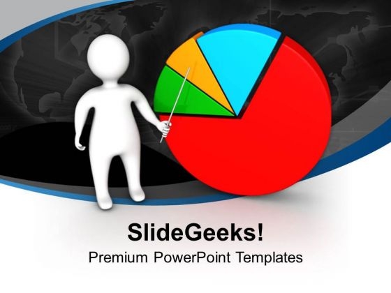 3d Man Presenting Pie Chart Business PowerPoint Templates Ppt Backgrounds For Slides 0413