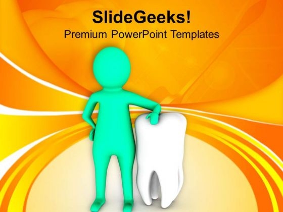 3d Man Standing With Big White Tooth PowerPoint Templates Ppt Backgrounds For Slides 0813