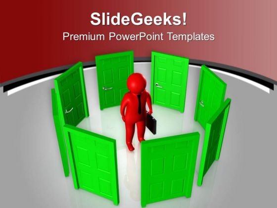 3d Man Surrounded By Opportunities PowerPoint Templates Ppt Backgrounds For Slides 0713