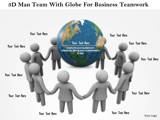 3d Man Team With Globe For Business Teamwork