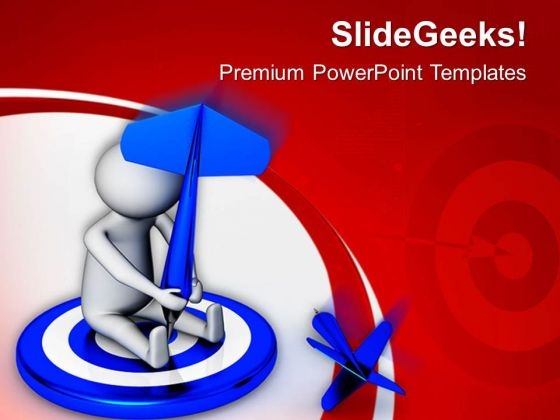 3d Man Throws Dart At Target PowerPoint Templates Ppt Backgrounds For Slides 0813