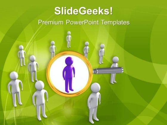 3d Man Under Magnifying Glass PowerPoint Templates Ppt Backgrounds For Slides 0713