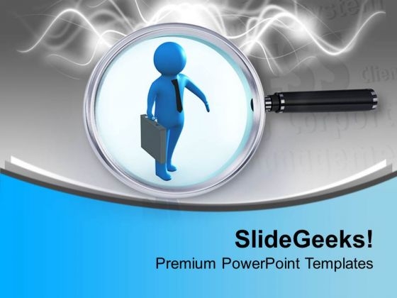 3d Man With A Magnifying PowerPoint Templates Ppt Backgrounds For Slides 0713