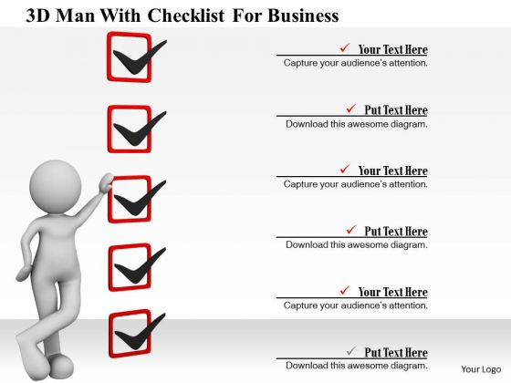 3d Man With Checklist For Business