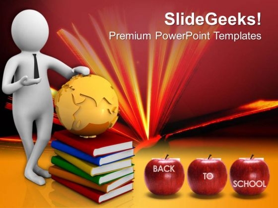 3d Man With Globe And Books PowerPoint Templates Ppt Backgrounds For Slides 0713