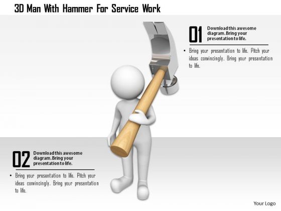 3d Man With Hammer For Service Work