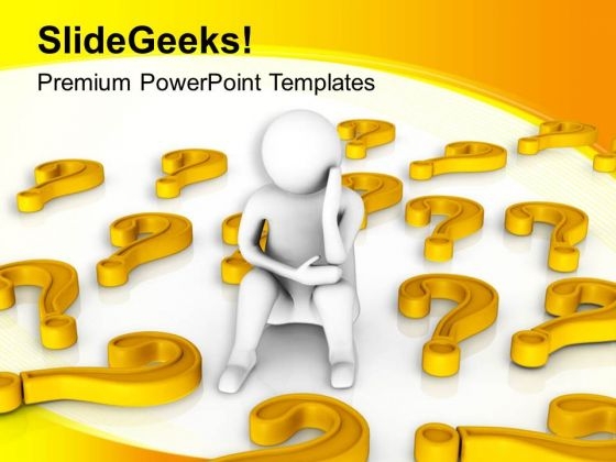 3d Man With Lots Of Question Mark PowerPoint Templates Ppt Backgrounds For Slides 0413