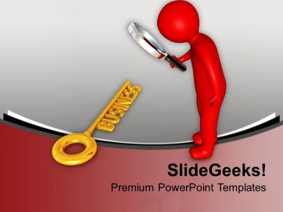 3d Man With Magnifying Glass Business Key PowerPoint Templates Ppt Backgrounds For Slides 0213