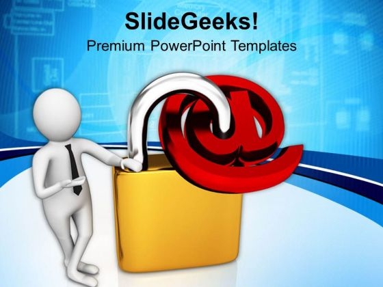3d Man With Padlock PowerPoint Templates Ppt Backgrounds For Slides 0713